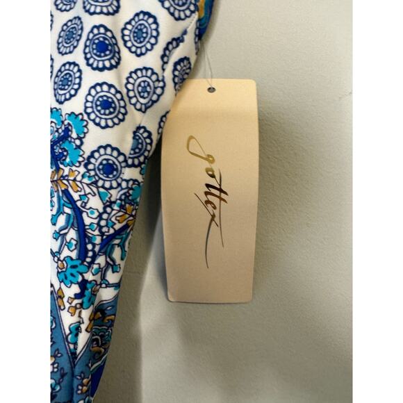 NWT Gottex Blue and White Pattern One Piece Swimsuit - Picture 6 of 8